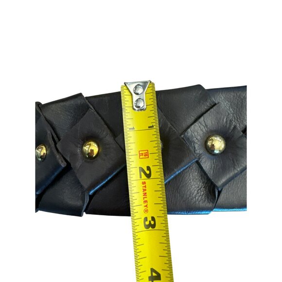 Diane Von Furstenberg Wide Brown Leather Belt Small Gold Studded Detail Vintage - Picture 6 of 10